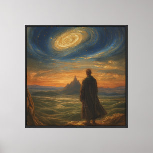 Lienzo Wanderer bajo el cielo cósmico