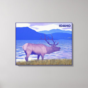 Lienzo Wapiti (Elk) Junto Al Lago