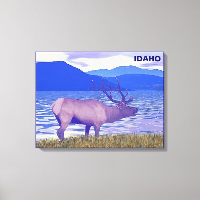 Lienzo Wapiti (Elk) Junto Al Lago (Anverso)