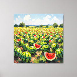 Lienzo Wassermelonenfeld im Sonnenschein