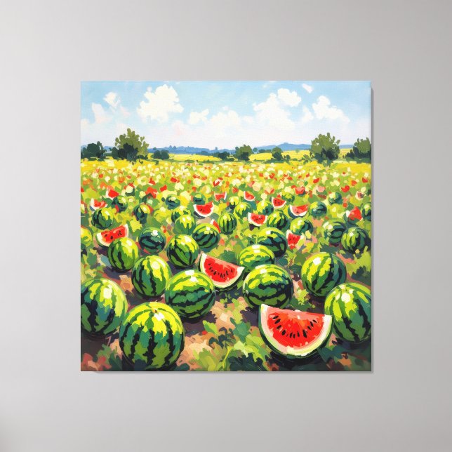 Lienzo Wassermelonenfeld im Sonnenschein (Anverso)