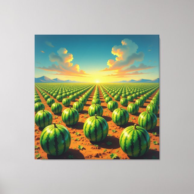 Lienzo Wassermelonenfeld im Sonnenschein (Anverso)