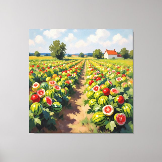Lienzo Wassermelonenfeld im Sonnenschein (Anverso)