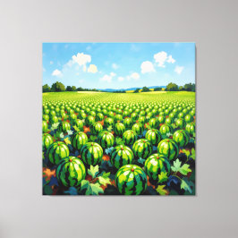 Lienzo Wassermelonenfeld im Sonnenschein