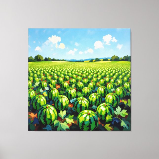 Lienzo Wassermelonenfeld im Sonnenschein (Anverso)