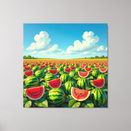 Lienzo Wassermelonenfeld im Sonnenschein