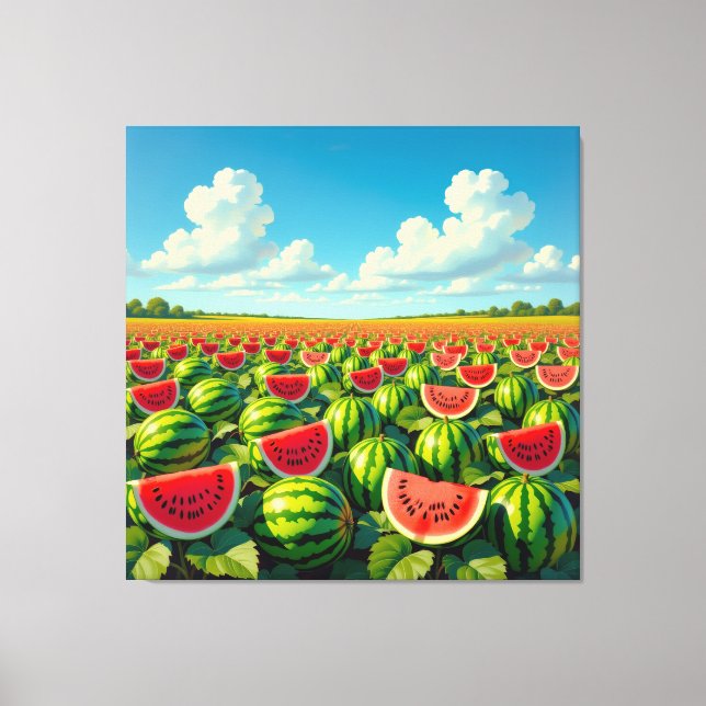 Lienzo Wassermelonenfeld im Sonnenschein (Anverso)