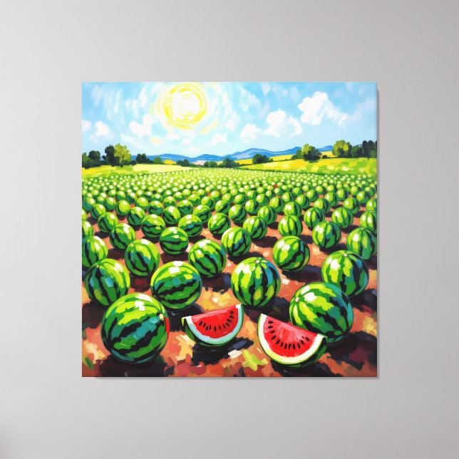 Lienzo Wassermelonenfeld im Sonnenschein (Anverso)