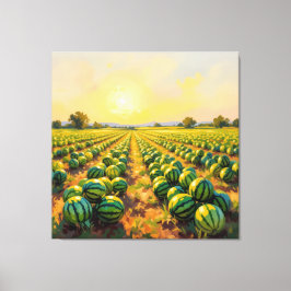 Lienzo Wassermelonenfeld im Sonnenschein