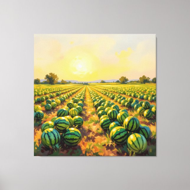 Lienzo Wassermelonenfeld im Sonnenschein (Anverso)