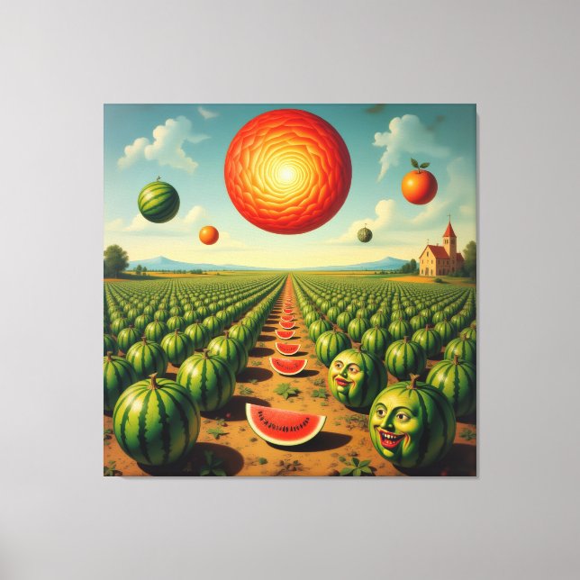Lienzo Wassermelonenfeld im Sonnenschein (Anverso)