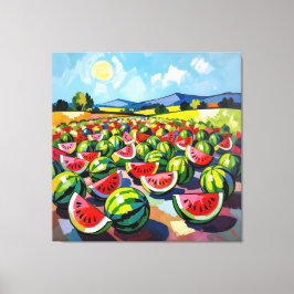 Lienzo Wassermelonenfeld im Sonnenschein