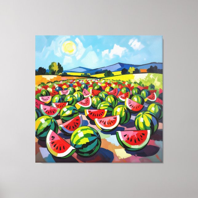 Lienzo Wassermelonenfeld im Sonnenschein (Anverso)