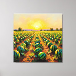 Lienzo Wassermelonenfeld im Sonnenschein