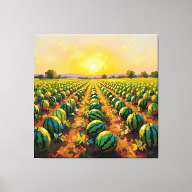 Lienzo Wassermelonenfeld im Sonnenschein (Anverso)