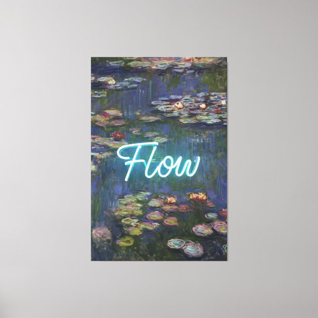 Lienzo Water Lilies Remix – Neon “FLOW” Wall Art & Gifts (Anverso)