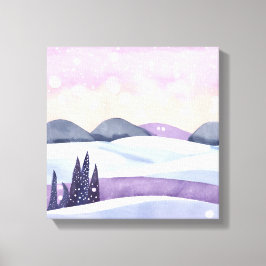 Lienzo Watercolor de las Colinas Moradas de Invierno