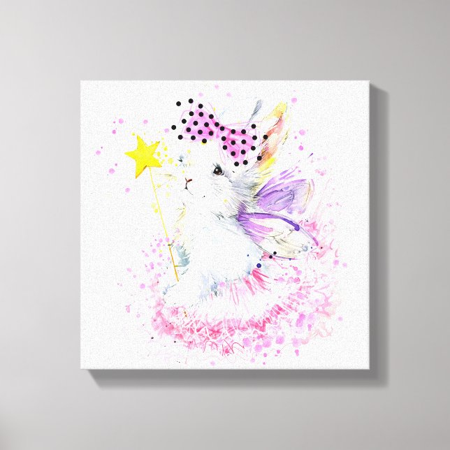 Lienzo Watercolor Fairy Bunny (Anverso)