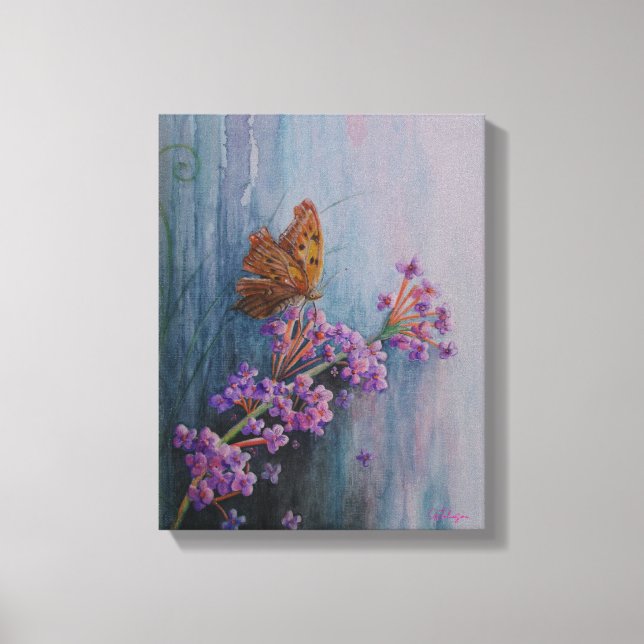 Lienzo Watercolor Flower and Butterfly (Anverso)