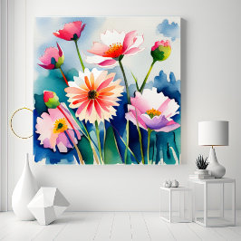 Lienzo Watercolor Flowers - 3 - Canvas