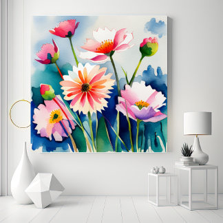Lienzo Watercolor Flowers - 3 - Canvas