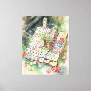 Lienzo Watercolor Mahjong Art