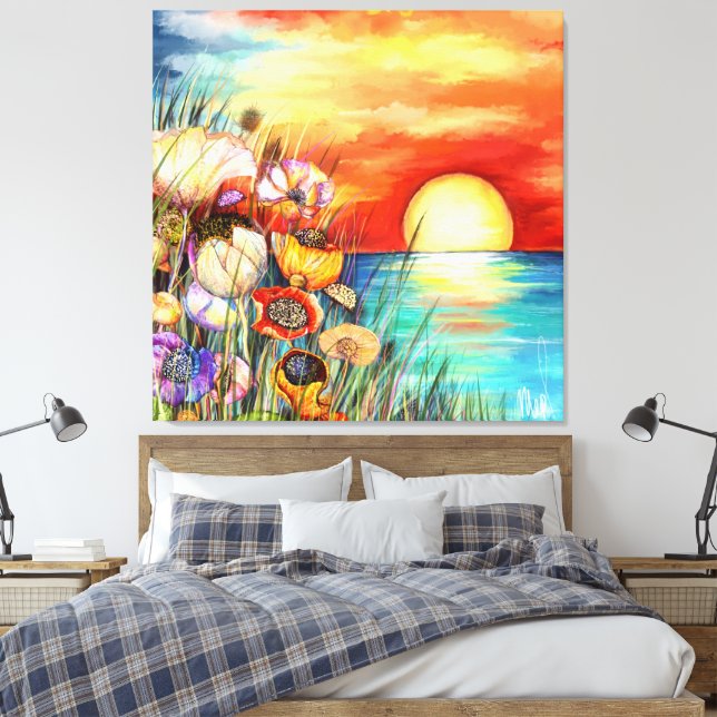 Lienzo Watercolor Nature Sunrise Canvas Print (Insitu(Dormitorio))