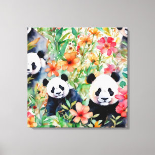Lienzo Watercolor Panda Bear