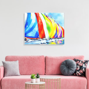 Lienzo Watercolor Sailboat Regatta