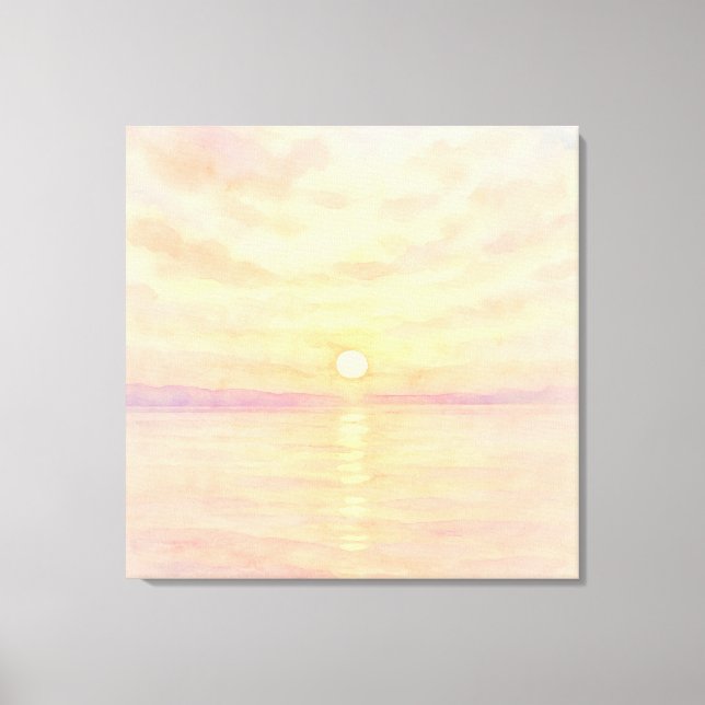Lienzo Watercolor Style Sunset Over Sea Art (Anverso)