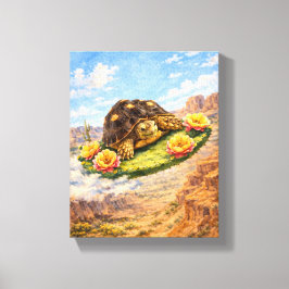 Lienzo Watercolor Turtle flying on a magic cactus pad