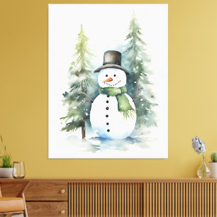 Lienzo Watercolor Winter Snowman