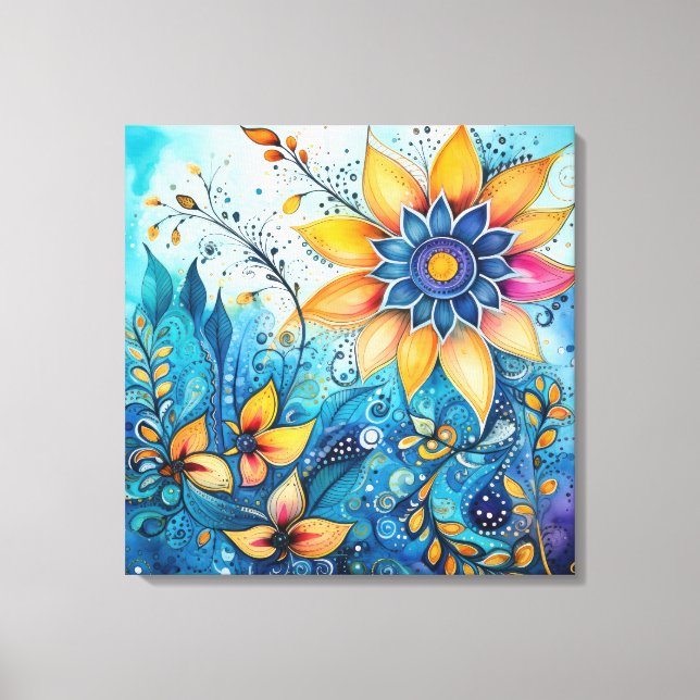 Lienzo Watercolor Zen Doodle Canvas Art (Anverso)