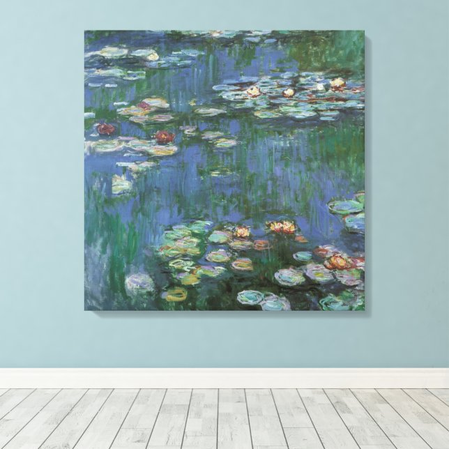 Lienzo Waterlilies por Claude Monet, Flores de época (Insitu (piso de madera))