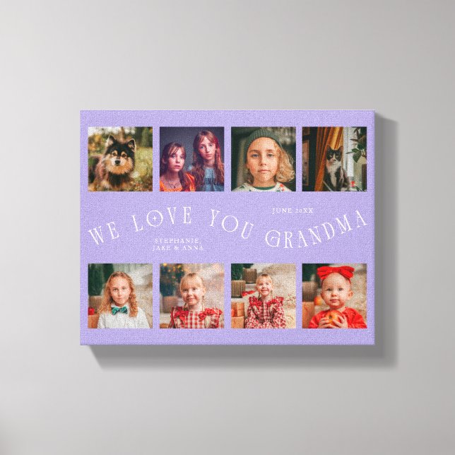 Lienzo We Love You Grandma | 8 Photo Grid Lilac (Anverso)