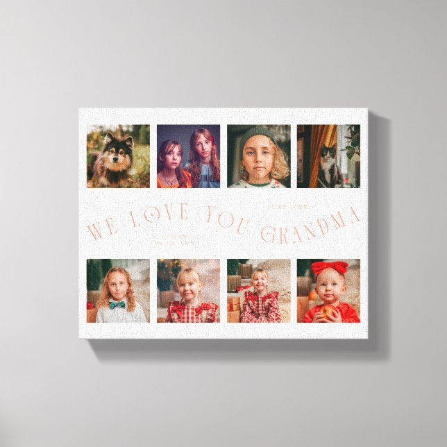 Lienzo We Love You Grandma | 8 Photo Grid Peach (Anverso)