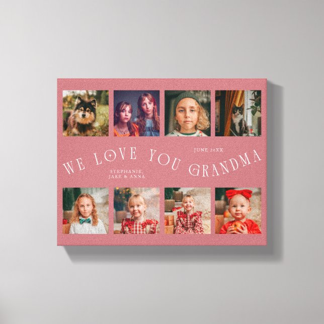 Lienzo We Love You Grandma | 8 Photo Grid Pink (Anverso)