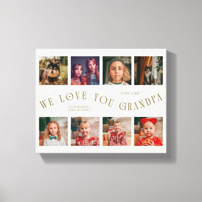 Lienzo We Love You Grandpa | 8 Photo Grid Cream (Anverso)