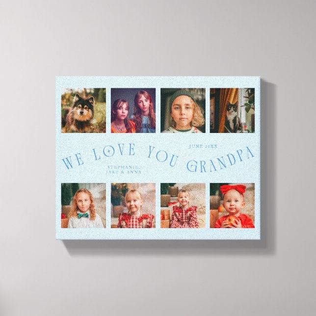 Lienzo We Love You Grandpa | 8 Photo Grid Icy Blue (Anverso)