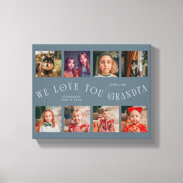 Lienzo We Love You Grandpa | 8 Photo Grid Slate Blue (Anverso)