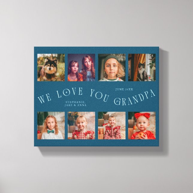 Lienzo We Love You Grandpa | 8 Photo Grid Teal (Anverso)