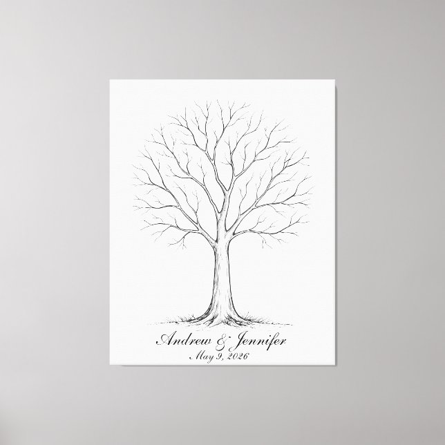 Lienzo Wedding Fingerprint Tree Guest Book Alternative (Anverso)