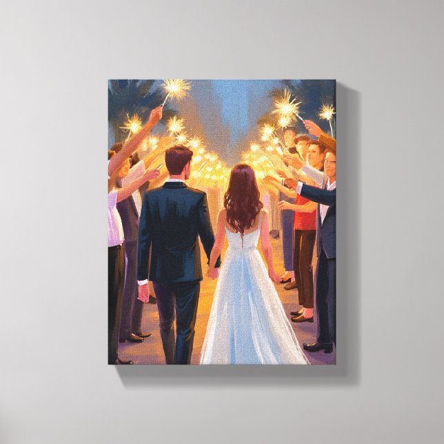 Lienzo Wedding Sparklers | Marriage Celebration Painted (Anverso)