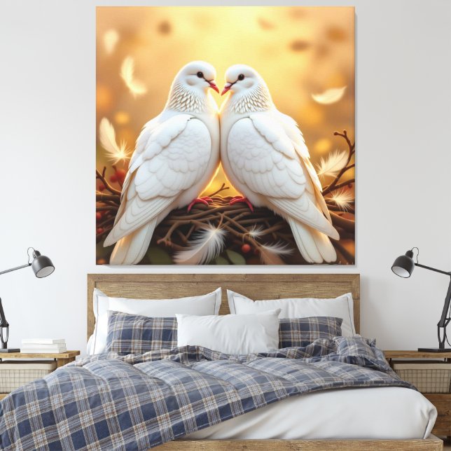 Lienzo Weiße Tauben der Liebe (Insitu(Dormitorio))