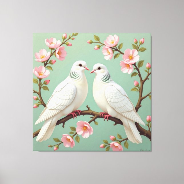 Lienzo Weiße Tauben der Liebe (Anverso)