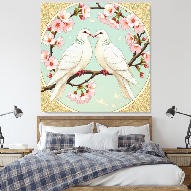 Lienzo Weiße Tauben der Liebe (Insitu(Dormitorio))