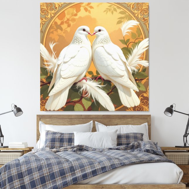 Lienzo Weiße Tauben der Liebe (Insitu(Dormitorio))