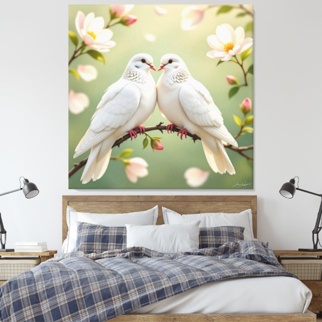 Lienzo Weiße Tauben der Liebe (Insitu(Dormitorio))