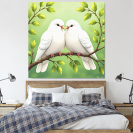 Lienzo Weiße Tauben der Liebe