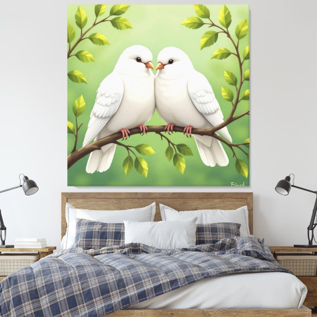 Lienzo Weiße Tauben der Liebe (Insitu(Dormitorio))